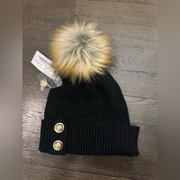 Karen Millen Military Trim Cable Knit Pom Hat NWT - Picture 1 of 4